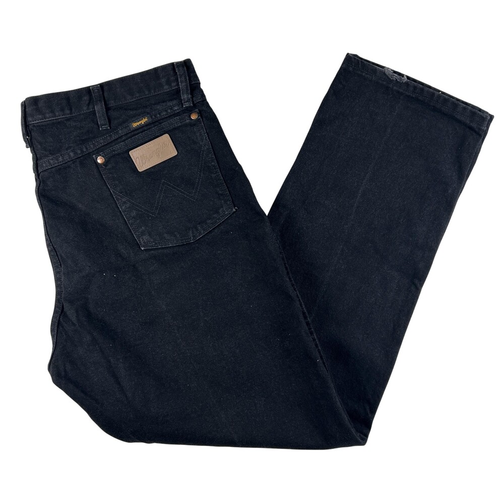 Wrangler Cowboy Cut Jeans Mens 40x32 Black Straight Denim Zip Fly 13MWZ Western